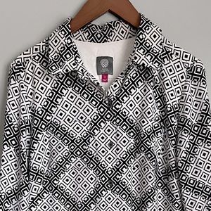 Vince Camuto black & white geometric shirt dress, size 10